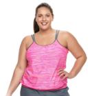 Plus Size Free Country 2-in-1 Blouson Tankini Top, Women's, Size: 3xl, Pink Other