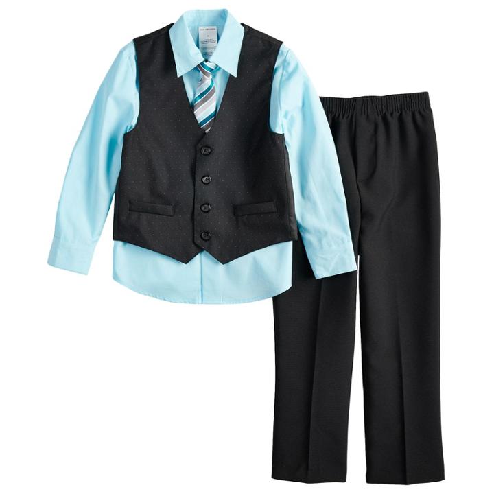 Boys 4-12 Van Heusen 4-piece Vest Sets, Size: 6, Black