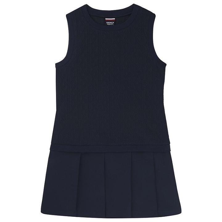 Girls 4-16 French Toast School Uniform Knit-to-woven Dress, Girl's, Size: 6-6x, Blue (navy)