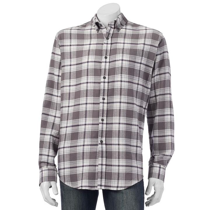 Big & Tall Croft & Barrow&reg; Classic-fit Plaid Flannel Button-down Shirt, Men's, Size: 4xb, Grey