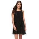 Women's Hope And Harlow Velvet Burnout A-line Dress, Size: 14, Black
