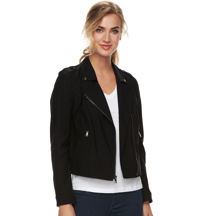 Women's Apt. 9&reg; Moto Jacket, Size: Small, Black