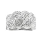 Diamond Splendor Sterling Silver Crystal Wave Ring, Women's, Size: 7, White