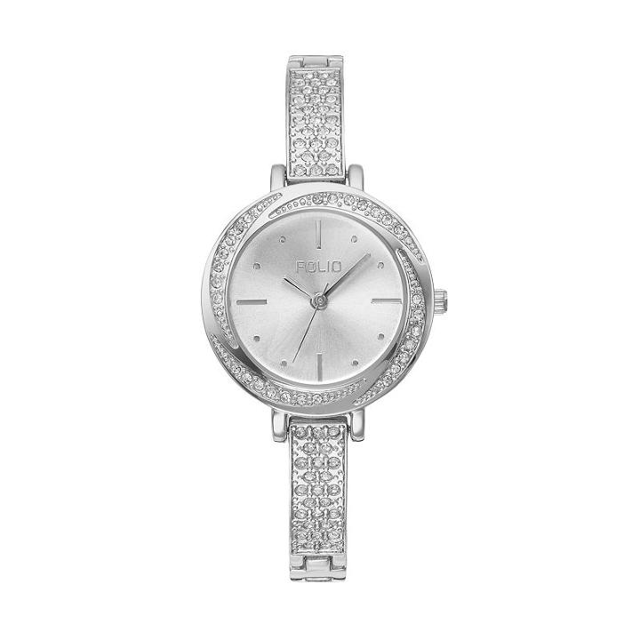 Folio Women's Crystal Swirl Watch, Size: Medium, Silver