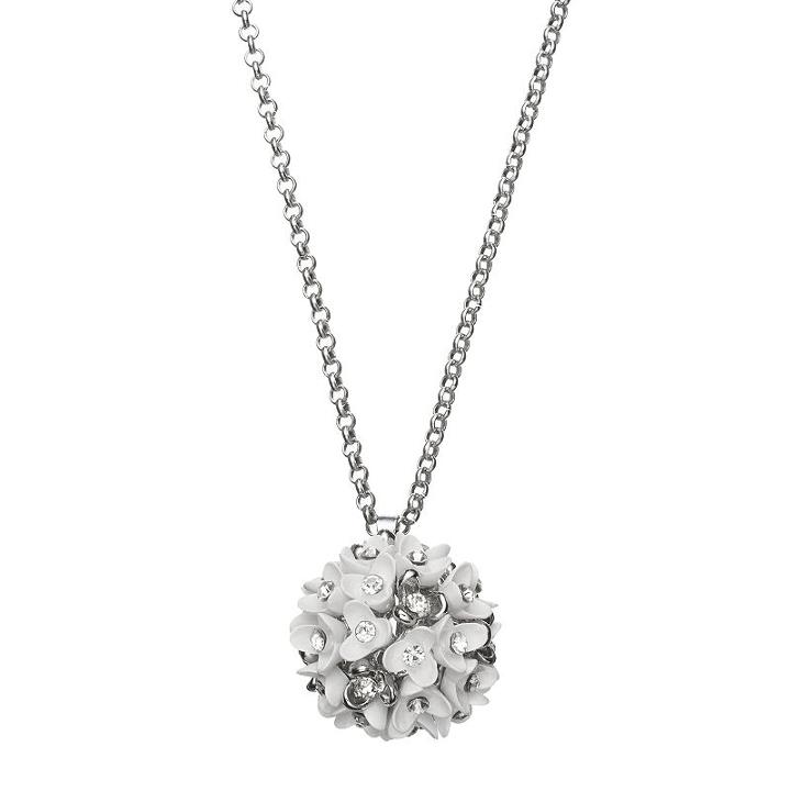 Long White Flower Cluster Pendant Necklace, Women's