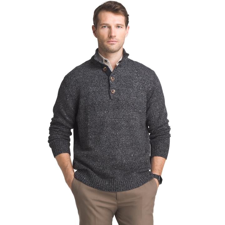 Men's Izod Harbor River Regular-fit Marled Pullover Sweater, Size: Xl, Black