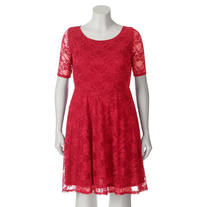 Juniors' Plus Size Wrapper Lace A-line Dress, Teens, Size: 2xl, Red