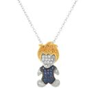 Tri-tone Sterling Silver Lab-created Sapphire Boy Pendant Necklace, Size: 18, Blue