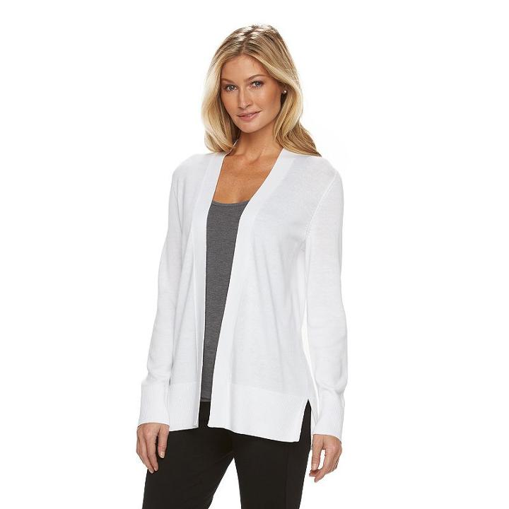 Women's Croft & Barrow&reg; Essential Open Front Cardigan, Size: Large, Natural