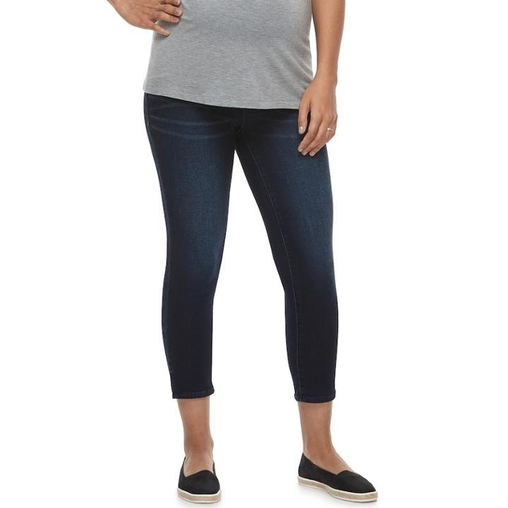 Maternity A:glow Full Belly Panel Capri Jeans, Women's, Size: 6-mat, Dark Blue