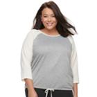 Plus Size Sonoma Goods For Life&trade; Raglan Drawstring Tee, Women's, Size: 1xl, Med Grey