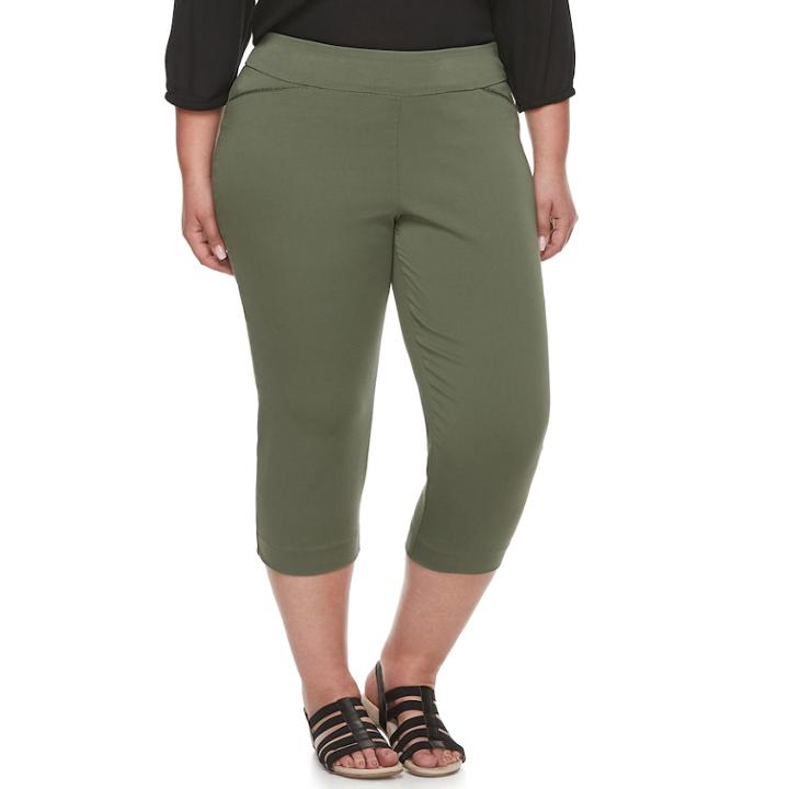 Plus Size Croft & Barrow&reg; Polished Pull-on Capris, Women's, Size: 18 W, Med Green