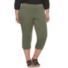 Plus Size Croft & Barrow&reg; Polished Pull-on Capris, Women's, Size: 18 W, Med Green