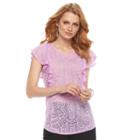 Women's Apt. 9&reg; Burnout Flutter Tee, Size: Large, Lt Purple