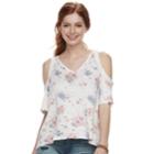 Juniors' Mudd&reg; Cold Shoulder High-low Top, Teens, Size: Small, Natural