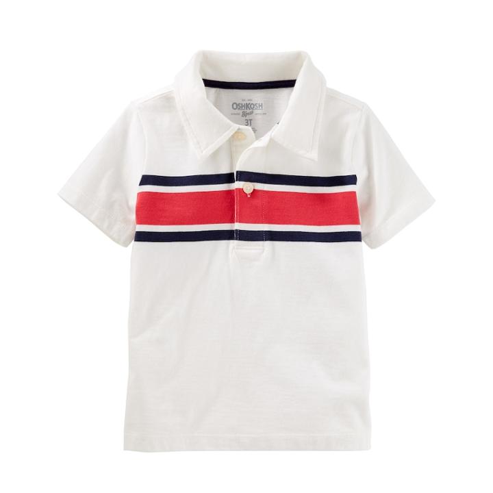 Boys 4-12 Oshkosh B'gosh&reg; Patterned Polo Shirt, Size: 10, Ivory Red