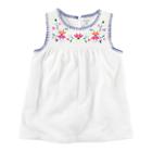 Girls 4-8 Carter's Floral Embroidered Gauze Tank Top, Girl's, Size: 4, White