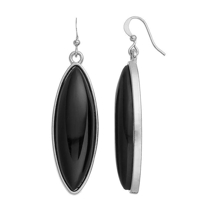 Black Marquise Cabochon Drop Earrings, Women's