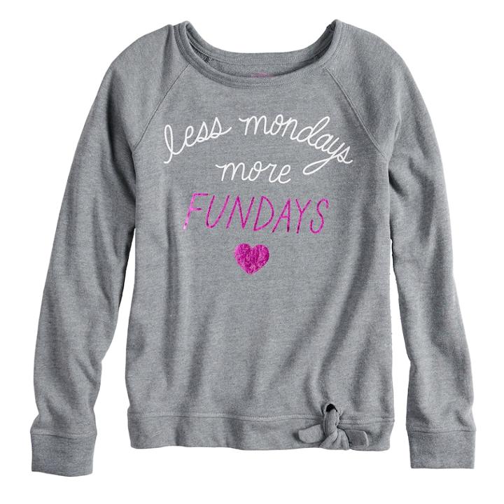 Girls 7-16 So&reg; Tie-dye French Terry Sweatshirt, Size: 12, Grey (charcoal)