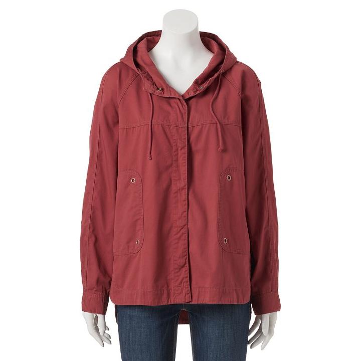 Juniors' Unionbay Lexie Twill Hooded Jacket, Girl's, Size: Medium, Med Red