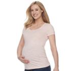 Maternity A:glow Ruched Scoopneck Tee, Women's, Size: S-mat, Light Pink