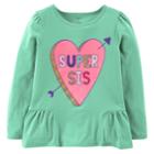 Girls 4-14 Carter's Super Sis Heart Peplum Graphic Tee, Size: 6-6x, Lt Green