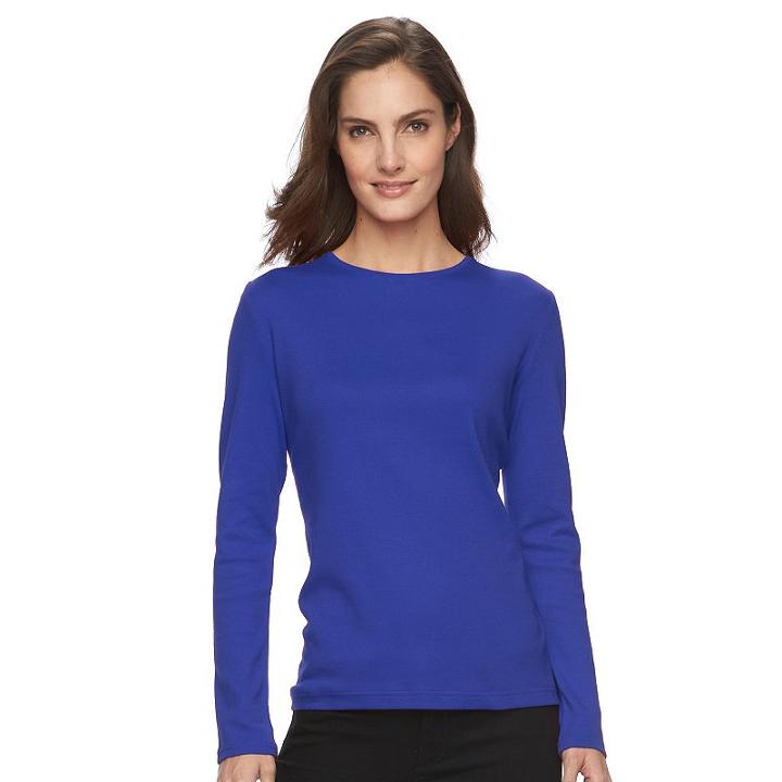 Women's Croft & Barrow&reg; Classic Crewneck Tee, Size: Xl, Dark Blue