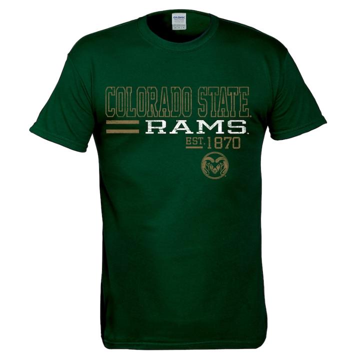 Men's Colorado State Rams Right Stack Tee, Size: Small, Dark Green