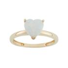 Lab-created Opal 10k Gold Heart Ring, Women's, Size: 6, White