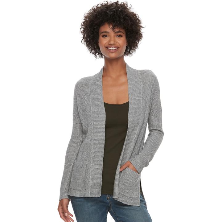 Women's Sonoma Goods For Life&trade; High-low Cardigan Sweater, Size: Large, Med Grey