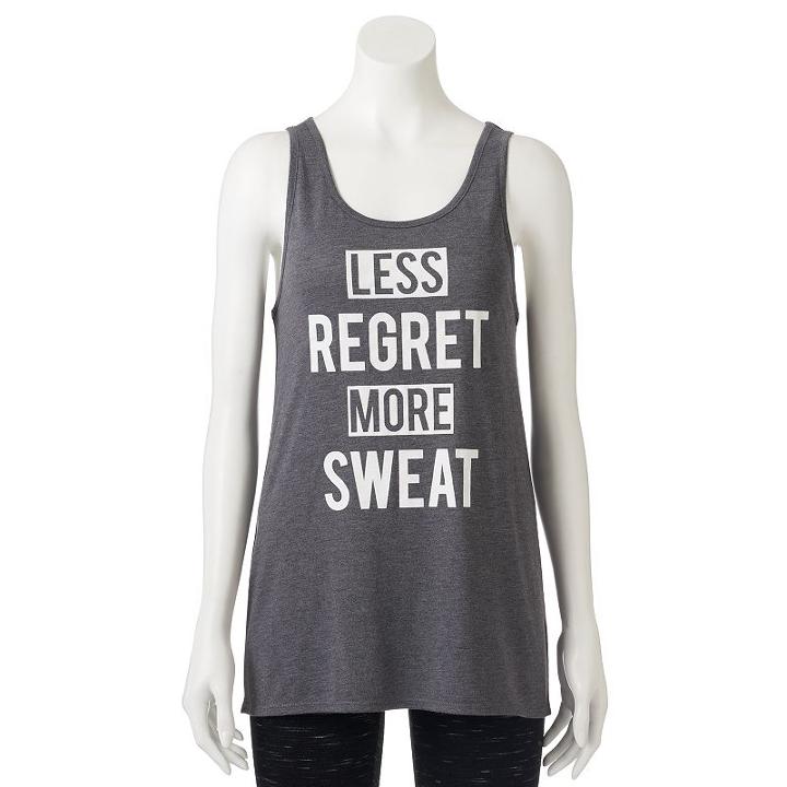Juniors' So&reg; Open Back Graphic Tank, Girl's, Size: Large, Dark Grey