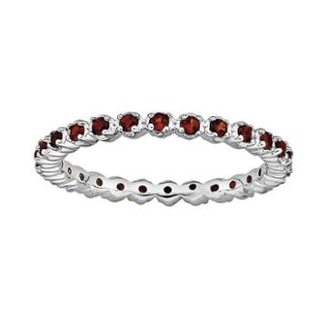 Stacks And Stones Sterling Silver Garnet Stack Ring, Women's, Size: 9