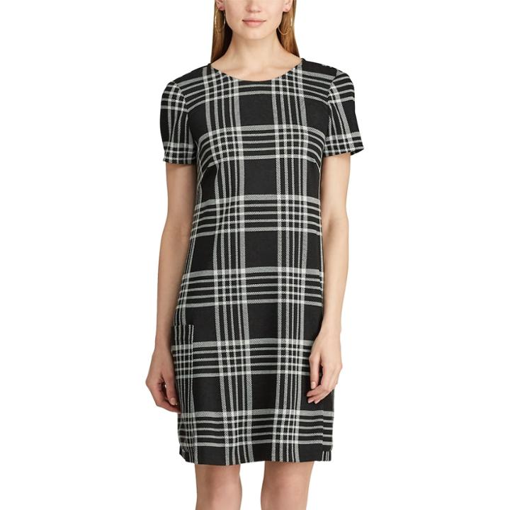 Women's Chaps Stretch Jacquard Dress, Size: Medium, Black