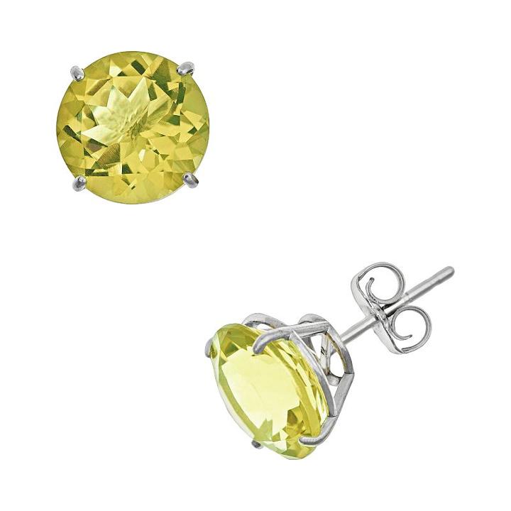 Sterling Silver Lime Quartz Stud Earrings, Women's, Green