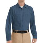 Red Kap, Men's Classic-fit Industrial Button-down Work Shirt, Size: Large, Blue