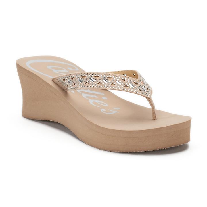 Candie's&reg; Women's Cut-out Bling Wedge Sandals, Size: Small, Med Brown