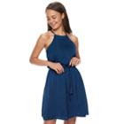 Juniors' Lily Rose Satin Halter Dress, Teens, Size: Small, Med Blue