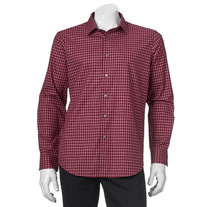 Men's Apt. 9&reg; Modern-fit Patterned Button-down Shirt, Size: Large, Red