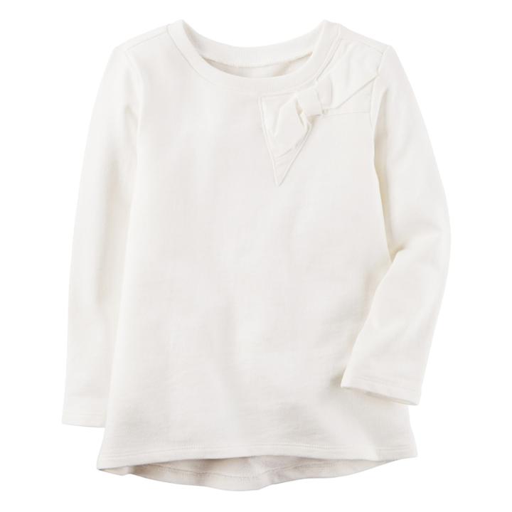 Girls 4-8 Carter's 3d Bow French Terry Pullover Sweatershirt, Size: 7, White