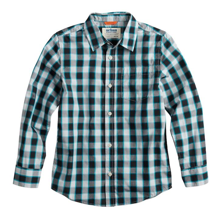 Boys 8-20 Urban Pipeline&reg; Plaid Button-down Shirt, Size: Xl, Med Grey