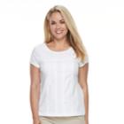 Petite Croft & Barrow&reg; Eyelet Cap Sleeve Top, Women's, Size: S Petite, White