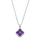 Sterling Silver Amethyst & White Topaz Flower Pendant Necklace, Women's, Size: 18, Purple