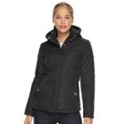 Women's Weathercast Hooded Quilted Jacket, Size: Medium, Black