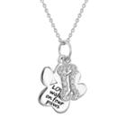 Charmed By Diamonds 1/10 Carat T.w. Diamond Sterling Silver Love Paw Print Pendant Necklace, Women's, Size: 18, White