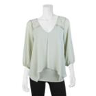 Juniors' Iz Byer California Knit Woven Lace Overlay Top, Girl's, Size: Xs, Green Oth
