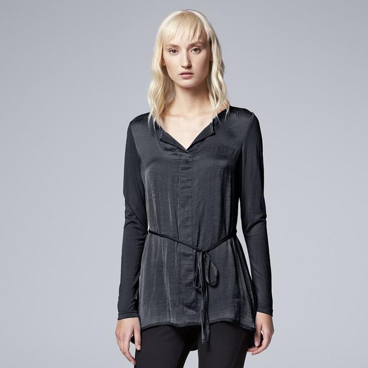 Women's Simply Vera Vera Wang Mixed-media Tunic, Size: Xl, Grey