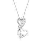 Boston Bay Diamonds 14k White Gold 1/6 Carat T.w. Diamond Double Heart Pendant Necklace, Women's, Size: 18