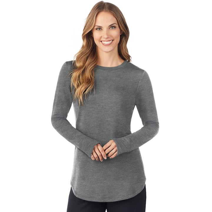 Women's Cuddl Duds Ultra Soft Crewneck Top, Size: Xs, Silver