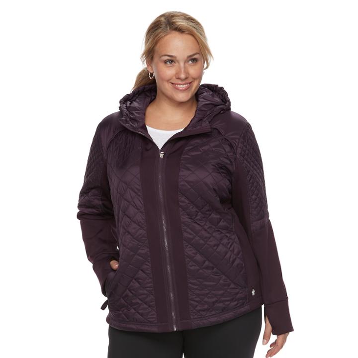 Plus Size Tek Gear&reg; Mixed Quilted Jacket, Women's, Size: 2xl, Dark Red