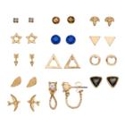 Mudd&reg; Bird, Star, Arrow, Triangle & Front Back Nickel Free Earring Set, Women's, Gold